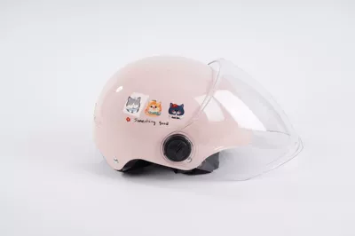 Simple and Cute 3C Certified Motosiklet kaskı (dəbilqə) - pink-transparent-long-mirror-3c-certification