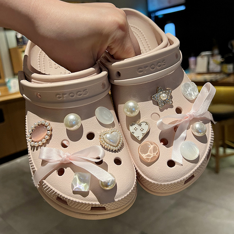 Opal Ribbon Hole Shoes Accessories DIY High-grade Baroque Accessories Shoes Flower Detachable Pearl Buckle