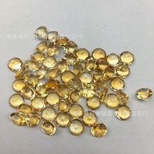 天然黄水晶圆形戒面尖底刻面裸石晶体通透椭圆形三角蛋型戒面批发