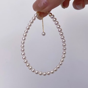 Zhuji Natural Freshwater Akoya Pearl Bracelet 3-6mm Millet Beads Baby Beads Stacked Bracelet 18K Gold