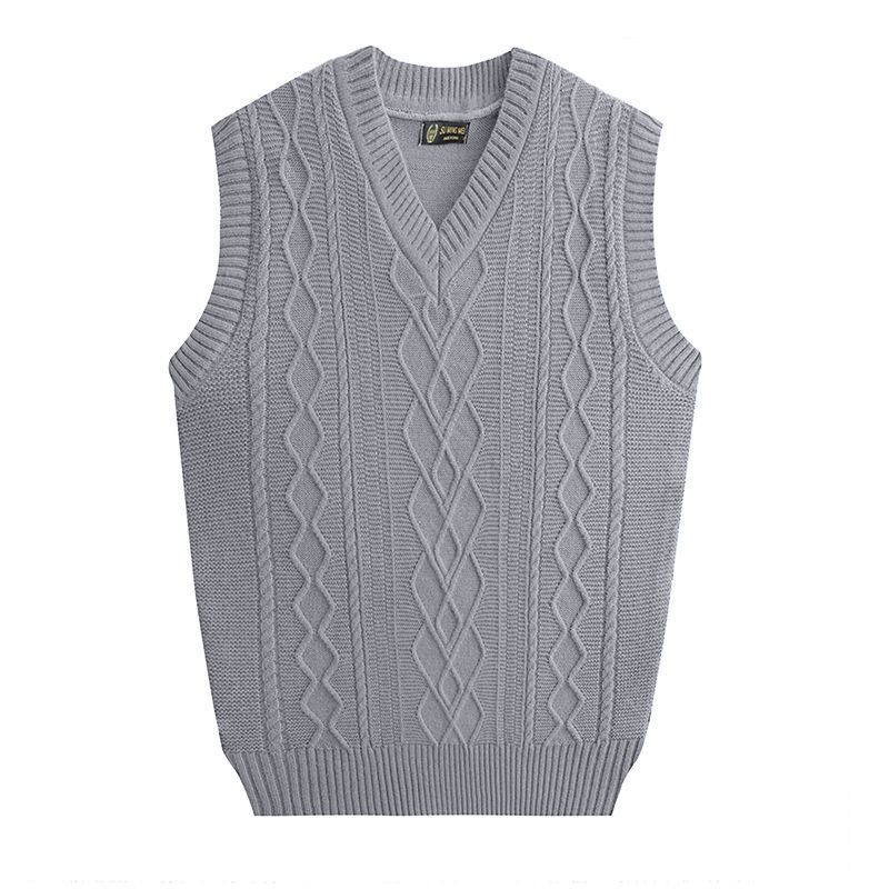 Factory Direct Sale Autumn and Winter Men's Solid Color V-Neck Thick Knit Sweater Vest Base Layer Sweater Vest Factory Direct Sale Autumn and Winter Men's Solid Color V-Neck Thick Knit Sweater Vest Base Layer Sweater Vest