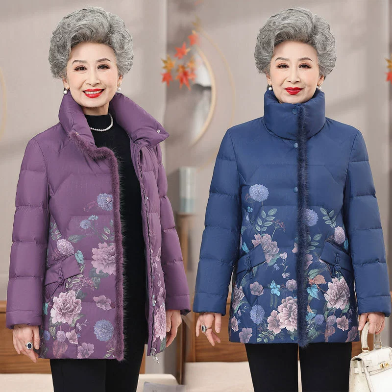 Легкий пуховик для женщин среднего и пожилого возраста, короткое зимнее пальто для матери, утепленное пальто больших размеров для 60-летней бабушки и жены, пальто в иностранном стиле