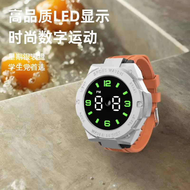 新款LED电子表K3跨境星期银表盘菱形时尚数字运动学生学生党现货