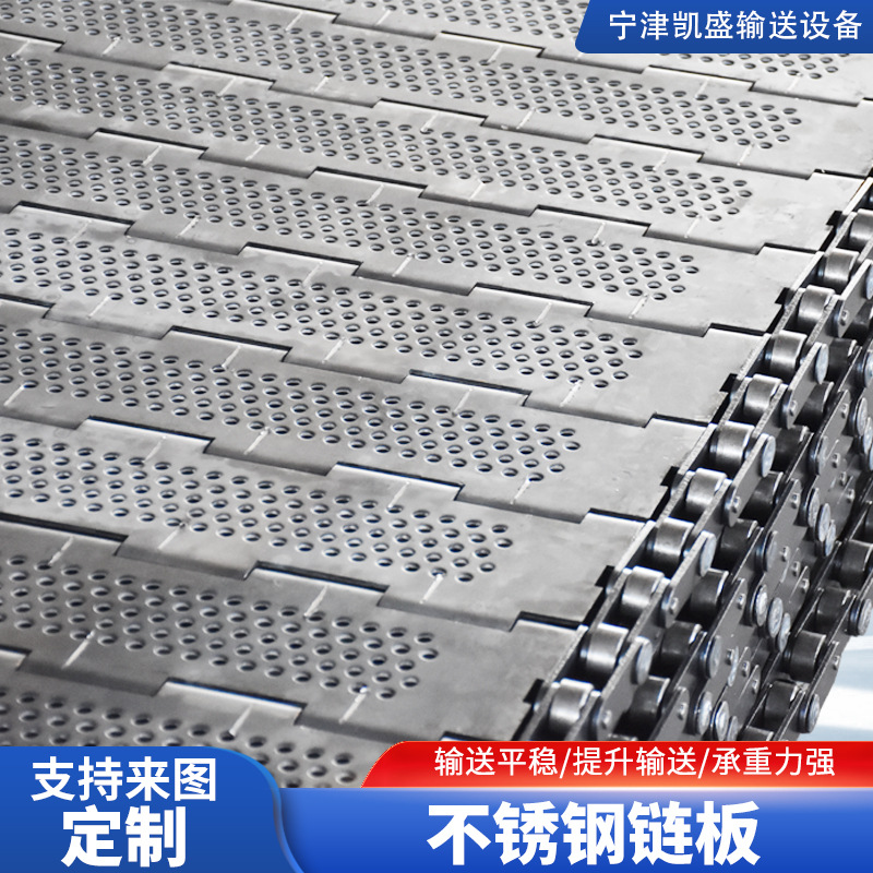 不锈钢链板304药材茶叶食品烘干链板蔬菜清洗流水线工业冲孔链板