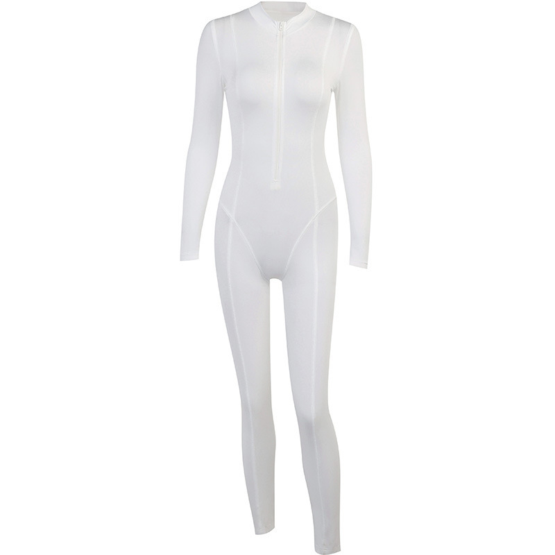 Women's Sexy Zip-Up Jumpsuit – Stretchy Long Sleeve Bodycon Romper (S-L, High Waist Casual Outfit For Streetwear & Lounge)_voghion.com