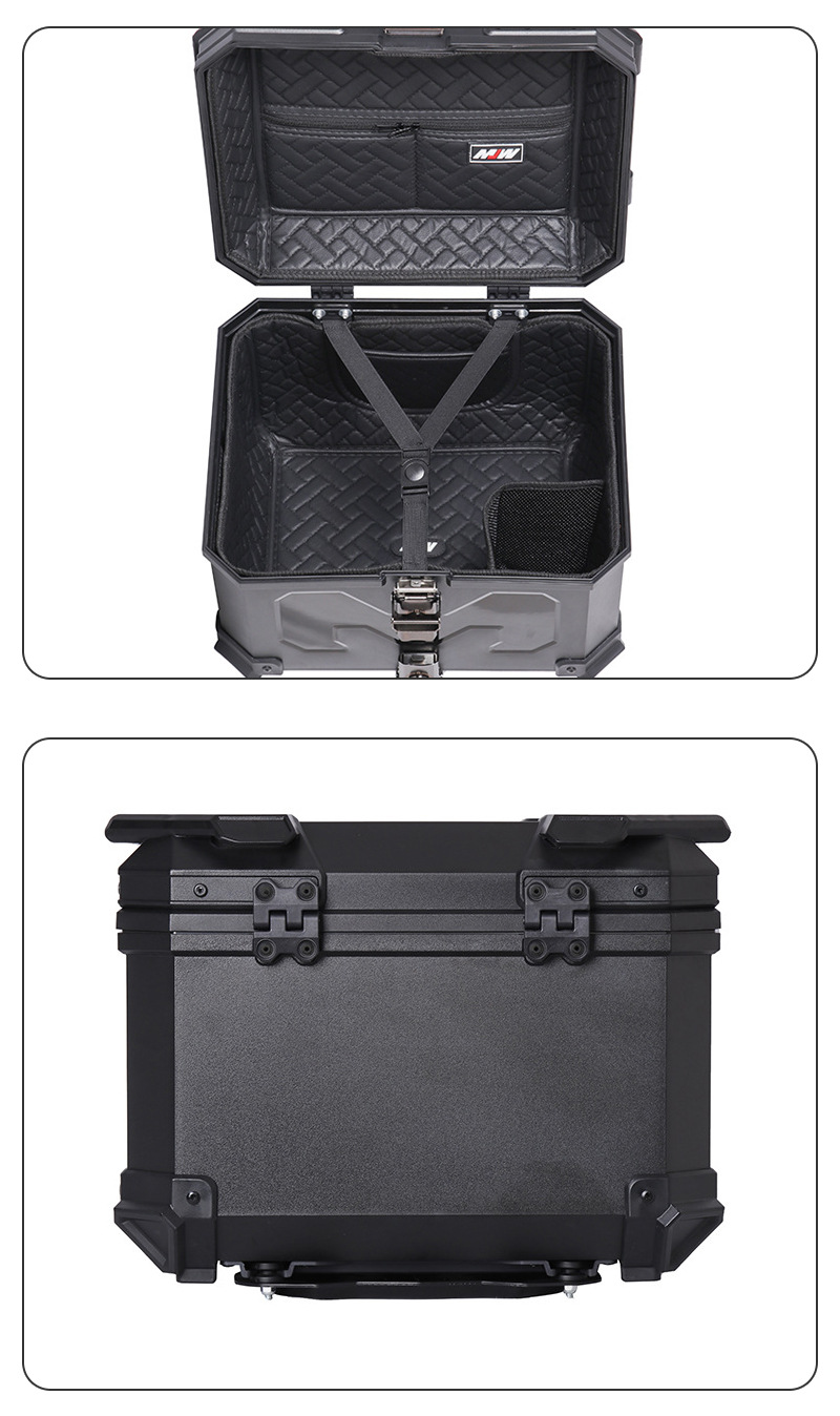Wholesale New Embossed 45L Motorcycle Abs Thickened Plastic Tail Box Trunk Accessories Electric Vehicle Quick-Release Tail Box
