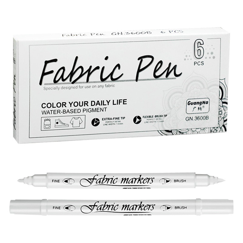 Guangna 3600 white double-headed woven Pen Waterproof non-fading art painting high-gloss pen hand-painted textile marker