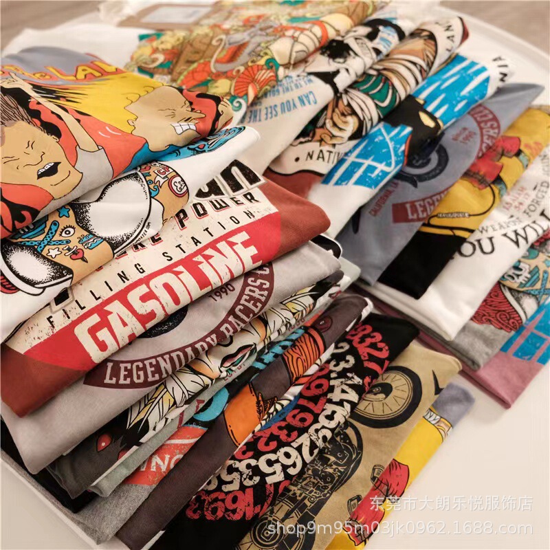 Foreign Trade Special Clothing Cheap Inventory Men's Short-Sleeved T-Shirts Bottoming Shirts Tops Export Trade Low Price Wholesale