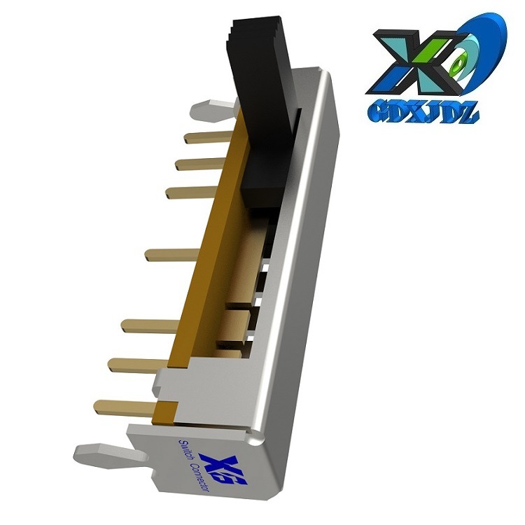 侧拨6档拨动开关90度 横柄六档波动开关 单排6档滑动开关侧拨1P6T