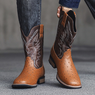 882 Cowboy boots Foreign Trade plus size Men's Western Cowboy Boots European and American Retro Knight Boots