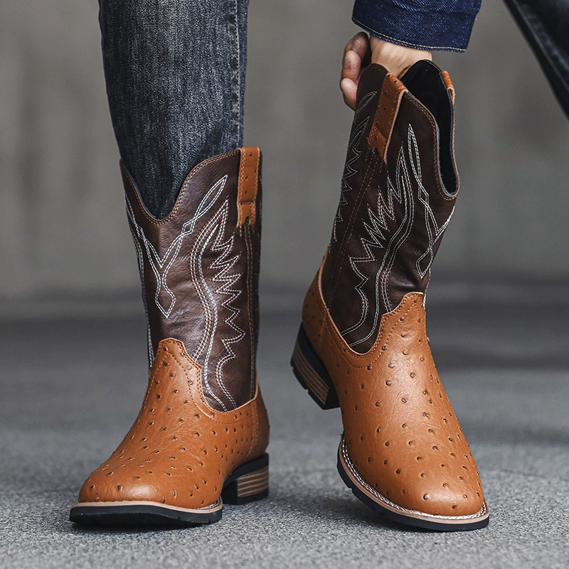 882 Cowboy boots Внешняя торговля большие размеры мужские западные ковбойские сапоги европейские и американские ретро рыцарские сапоги
