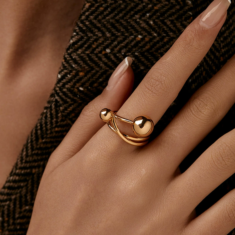 Медная металлическая кольцо, соврем jewelry, европейский стиль, 18 карат, люкс