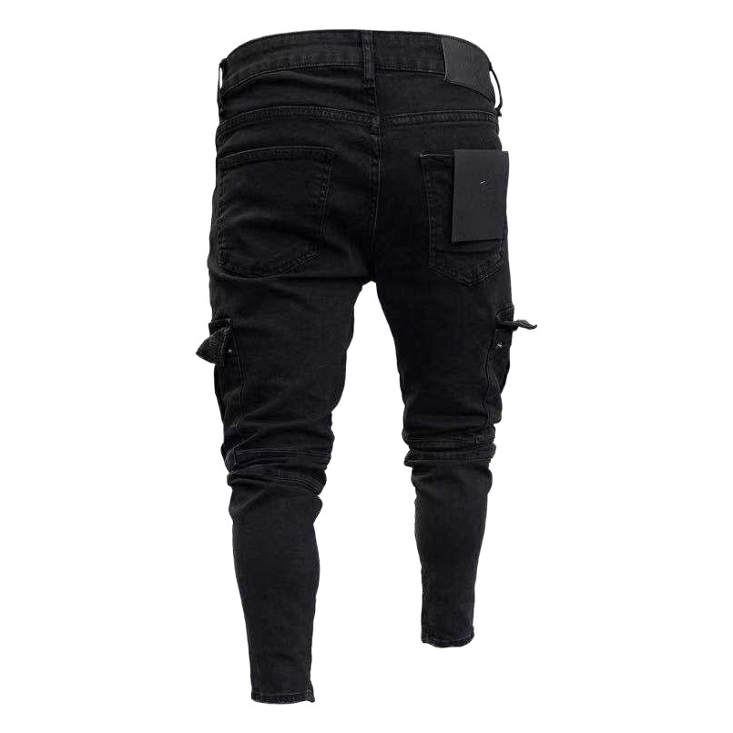 Venta caliente transfronteriza europea y americana Amazon stretch jeans de moda rodilla ripped cremallera pantalones flacos al por mayor