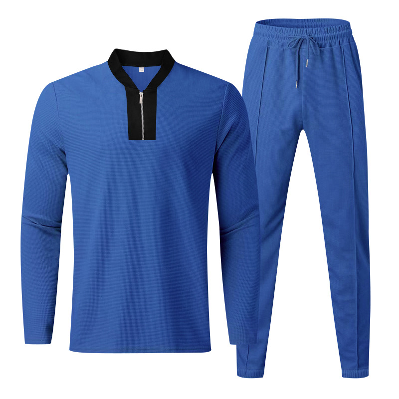 Herren Waffelstrick Zweiteiler Langarm Freizeit Set Für Herbst_voghion.com