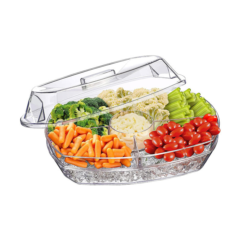 国境を越えた氷上の果物、野菜の前菜トレイ、15インチのパーティートレイ、台所の冷凍食品ボウル|undefined