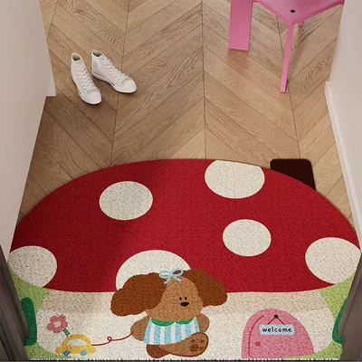 Avtomobil döşəmə paspasları — Anti-Slip Mats, Can Be Cut - mushroom-house-puppy-pulling-cart-40x60cm