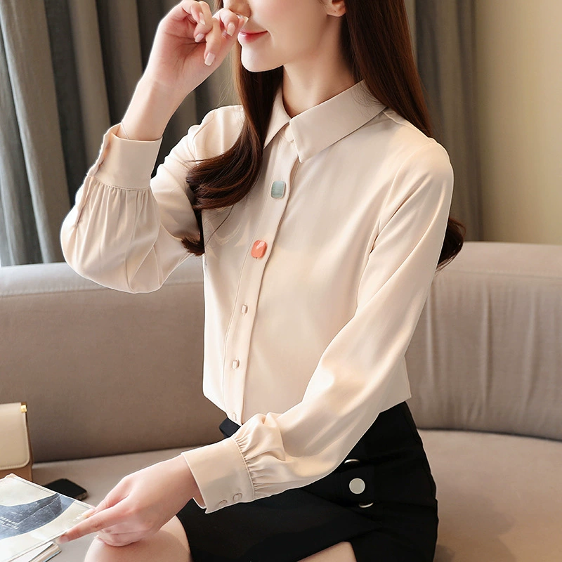 Рубашка женский 2024 осенний костюм новый свободный иностранный стиль профессиональный шифоновый топ дизайнерский смысл нишевые рубашки с длинными рукавами