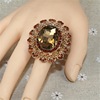 Retro big glossy crystal, adjustable ring for beloved, European style, with gem