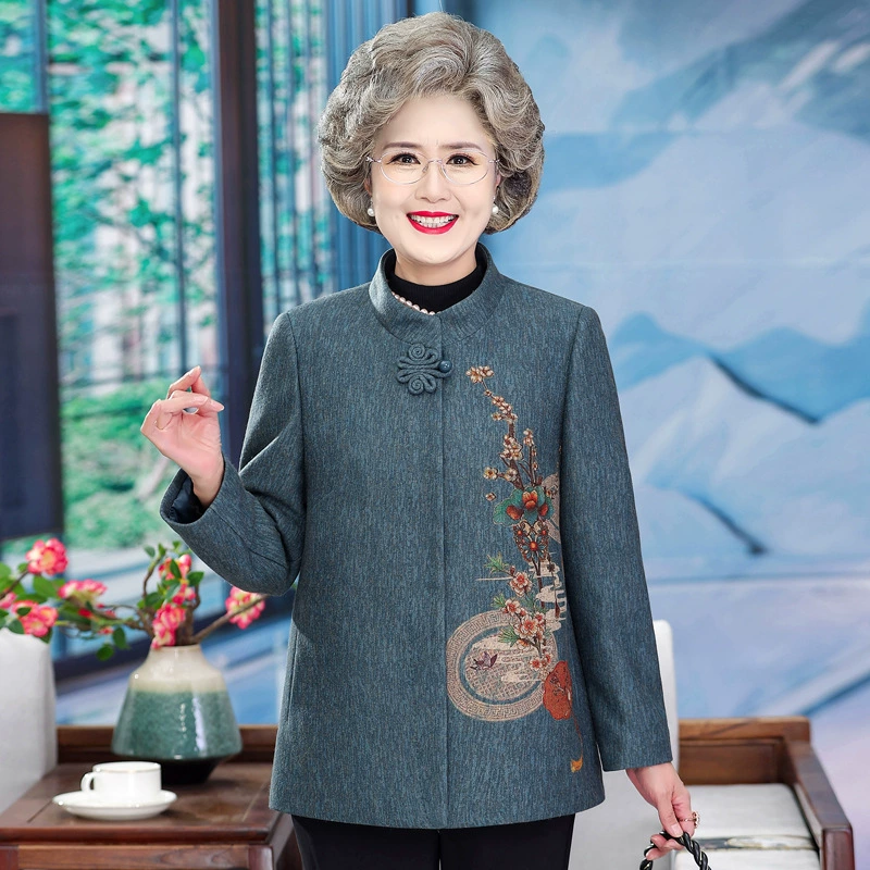 Среднего и пожилого возраста весеннее платье бабушки шерстяные пальто 60 лет пожилая женщина 70 лет пожилая мама весна осень одежда
