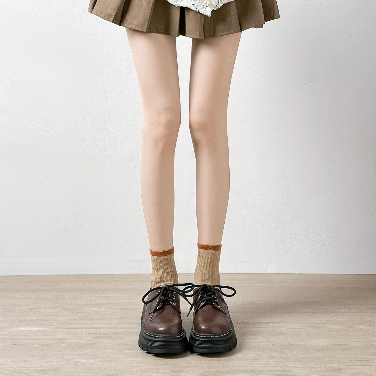 威威女郎 Loafers, shoes platform English style, high shoes for leather shoes, British style