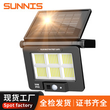 跨境新款防水太阳能庭院灯高亮花园景观灯投光灯LED感应照明壁灯