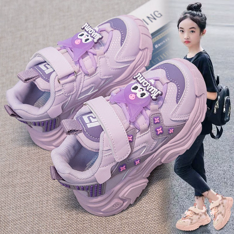 Детские кроссовки Kuromi 2025: новые осенние кожаные водонепроницаемые кеды для девочек постарше