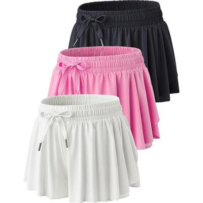 3 Pack Womens Flowy Running Shorts 2 in 1 Butterfly Skirts|ru