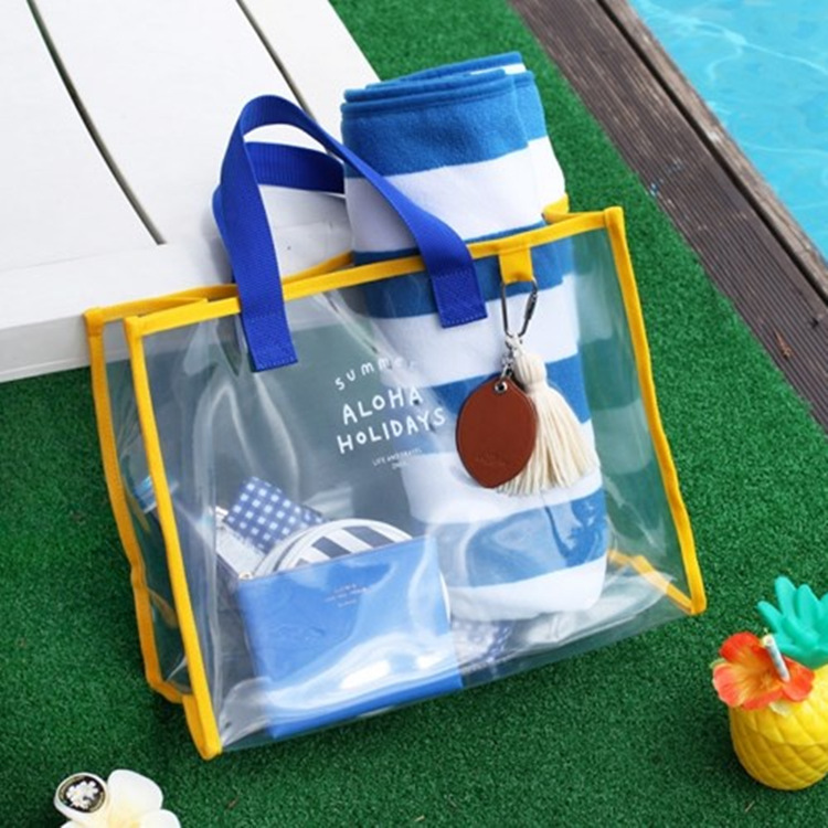 Bolso de playa de PVC transparente a juego de color de moda bolso de viaje bolso de baño de mano bolso de almacenamiento de ropa portátil moda