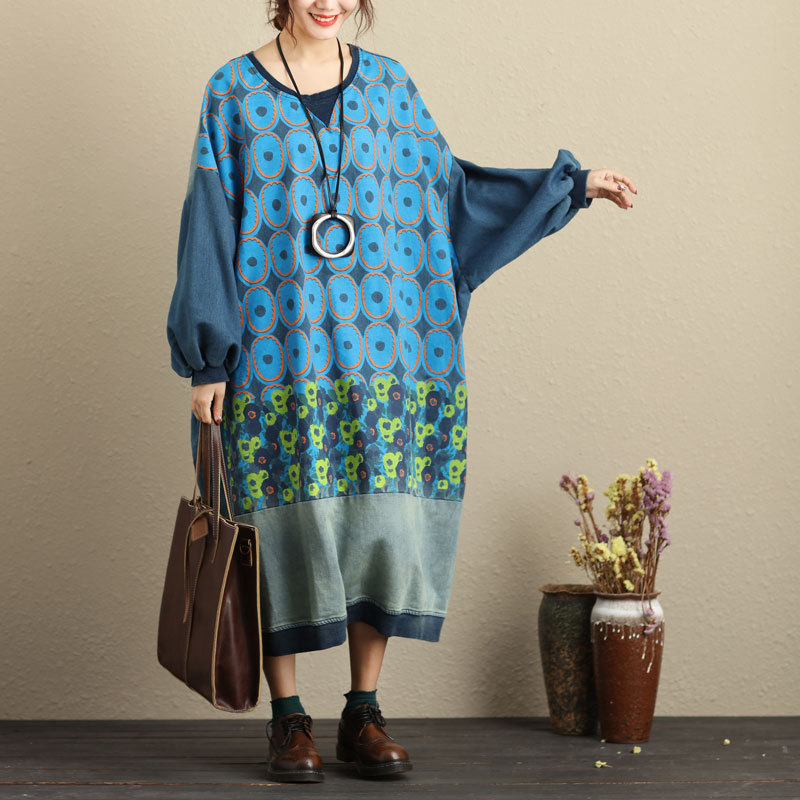 2025 New Printed Abaya Women's Casual Large Size Long Sweatshirt Puff Sleeve Bat Shirt Wandering Notes 2025 New Printed Abaya Women's Casual Large Size Long Sweatshirt Puff Sleeve Bat Shirt Wandering Notes