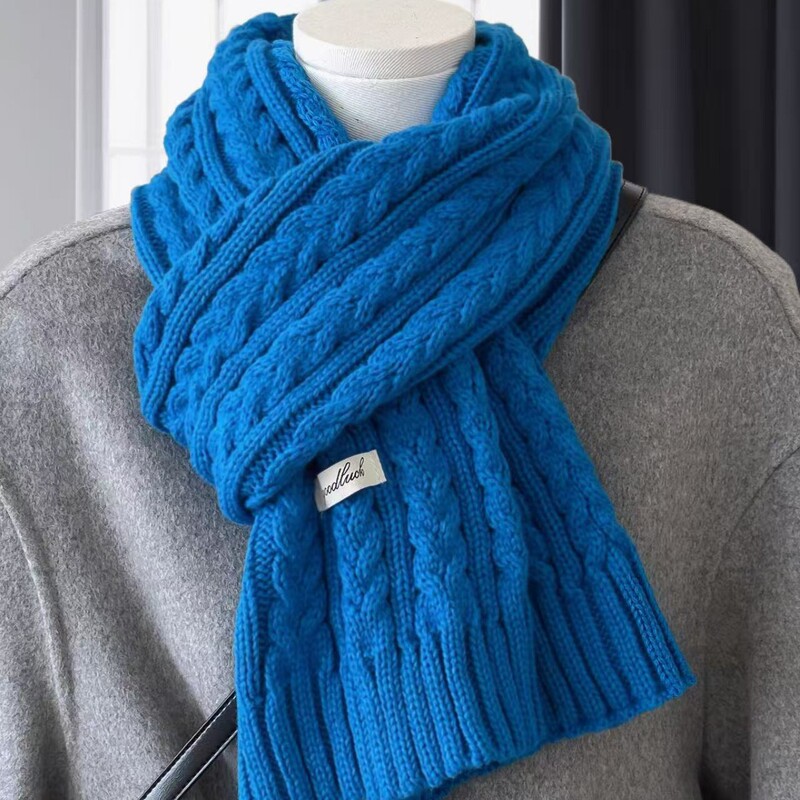 First Love First Love Blue Hemp Flower Scarf Women's Winter Scarf Korean Atmosphere High-End Knitted Warm Scarf First Love First Love Blue Hemp Flower Scarf Women's Winter Scarf Korean Atmosphere High-End Knitted Warm Scarf