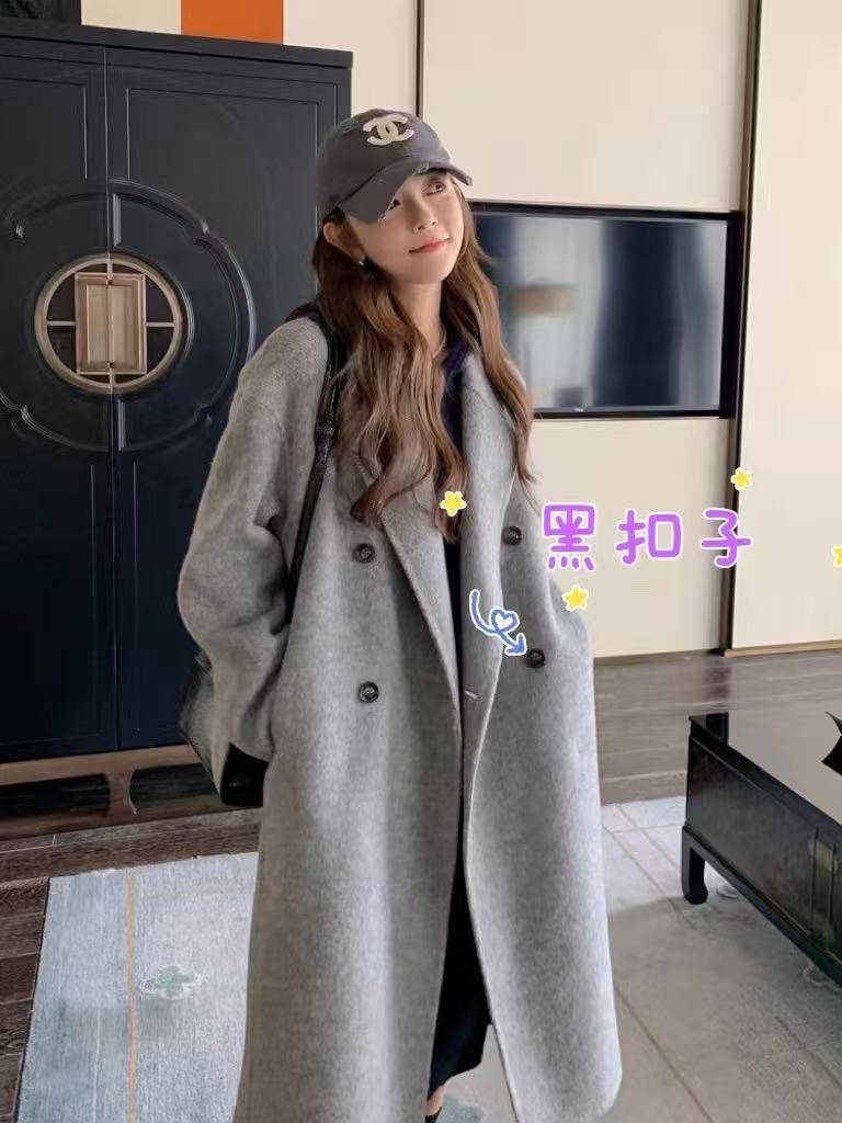 蘇力羊ラクダ美ラード高級感両面カシミヤコート女性24秋冬新作厚手ウールコート