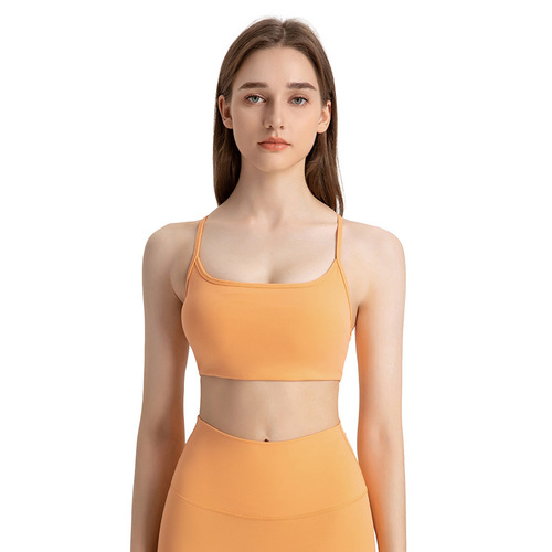 Shishi Zhihui new hollow cross back sports bra thin strap square neck fitness top sexy yoga bra