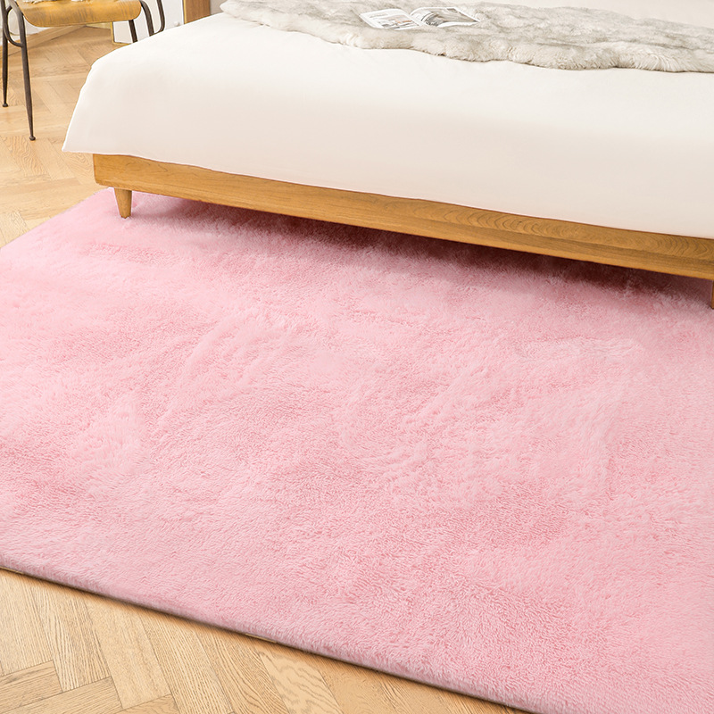 Fábrica al por mayor de lana larga alfombra tie-dyed degradado de color engrosada alfombra de cifrado sala de estar dormitorio mesita de noche alfombra manta de noche