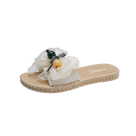 Women's Sandals 2021 Summer New Fairy Style Bow Outer Wear Holiday Beach Flat Slippers for Women