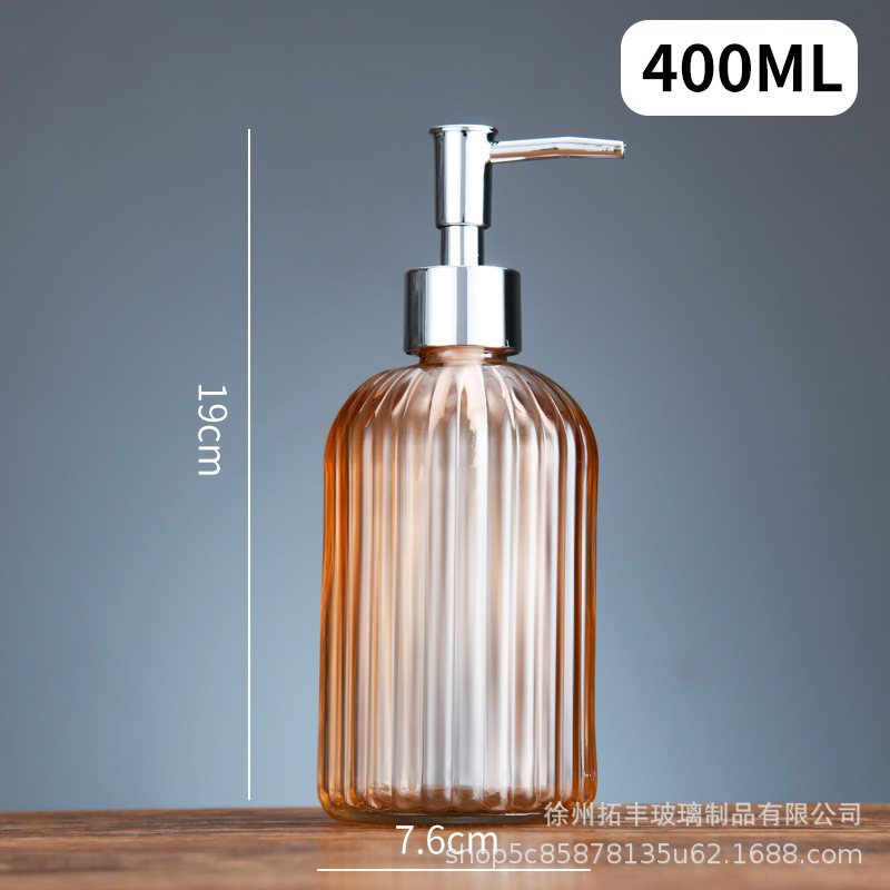400ML; actualización (botella naranja + cabeza de bomba plateada); vidrio