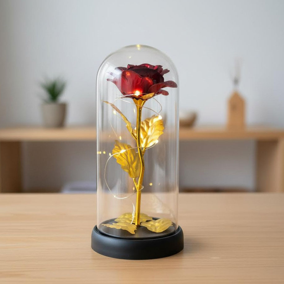 Flor inmortal de oro flor de vidrio de plástico decoración regalo de cumpleaños ceremonia de graduación Qixian día de San Valentín lámpara de noche