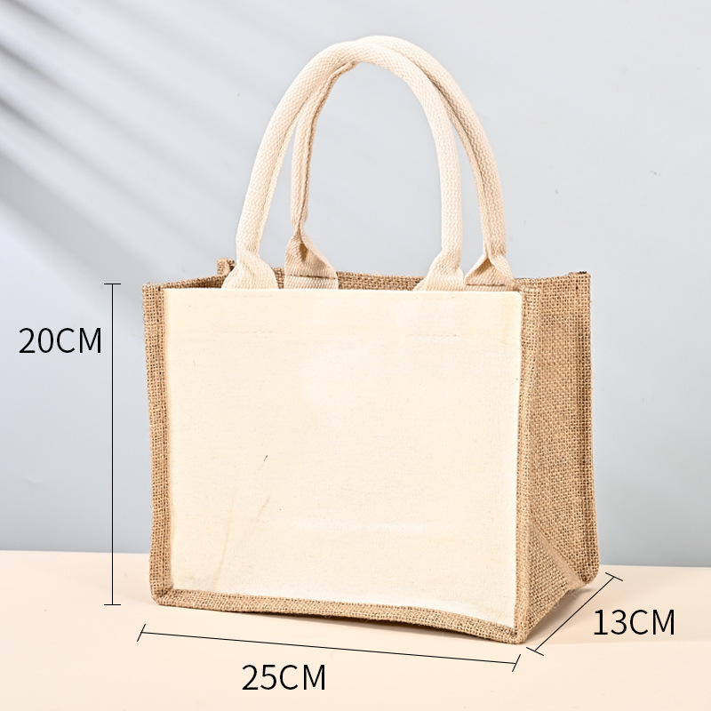 スポットリネンハンドバッグカスタムリネン無印良品バッグプリントパターンハイエンドギフトジュートバッグdiy|undefined