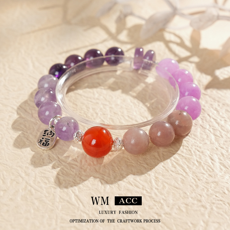 Pulsera de granate de ojo de tigre de cristal natural, nueva pulsera de todo fósforo de estilo nacional de estilo chino, joyería de novia de alta gama de lujo ligero