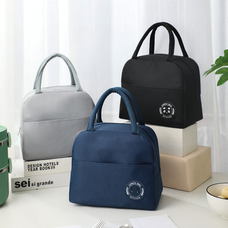 Color sólido 600D Oxford bolsa de almuerzo de tela portátil bolsa de aislamiento de calor para el trabajo de los estudiantes para llevar almuerzo bolsa de almuerzo bolsa refrigerada