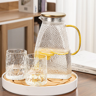 Hammered Household Refrigerator Cold Water Pitcher High Borosilicate Glass Large Capacity High Temperature Resistant Cold White Blooming Tea Water Pitcher