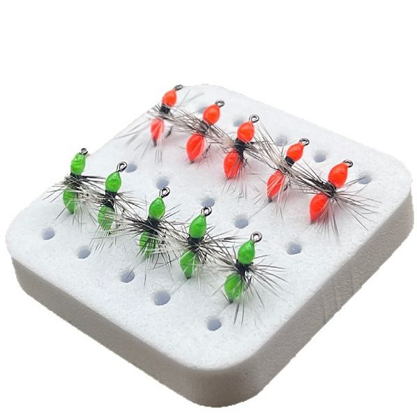 Luke Griffith Mosca Gancho Pesca Con Mosca Micropez Bimons' Bimonious Bobie Insecto Blanco A Rayas Caballo Boca