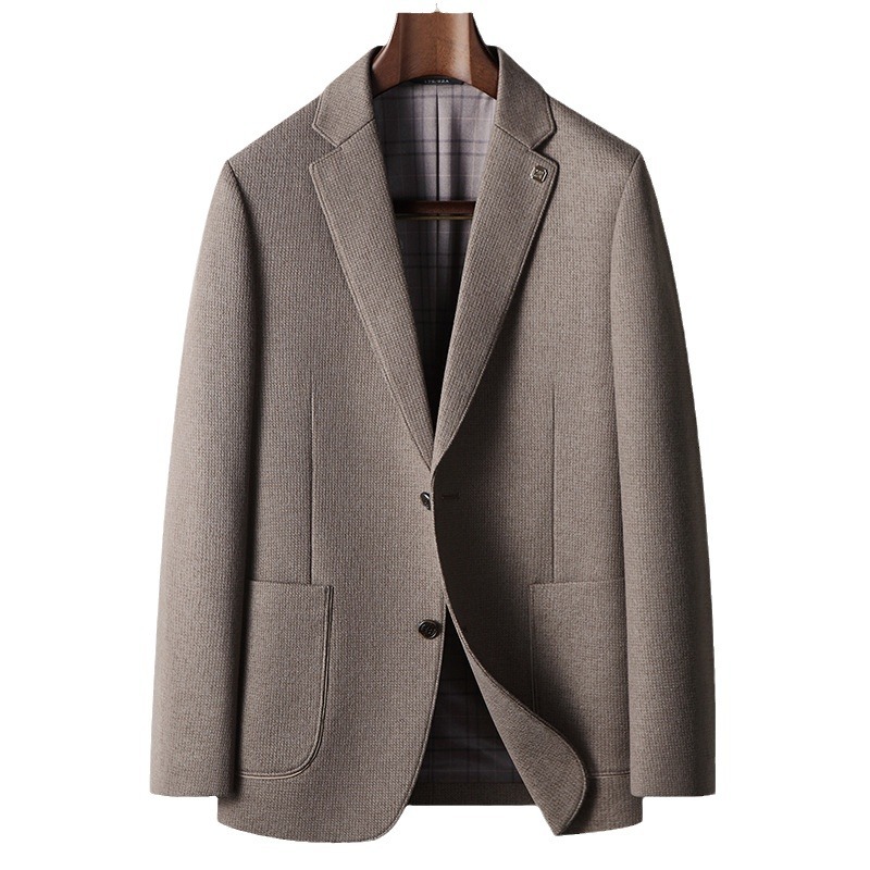 Erkek Giyim takım elbise sonbahar ve kış hafif lüks yün iş bekar batı orta yaşlı ve genç insanlar düz renk günlük takım elbise ceket trendi_voghion.com