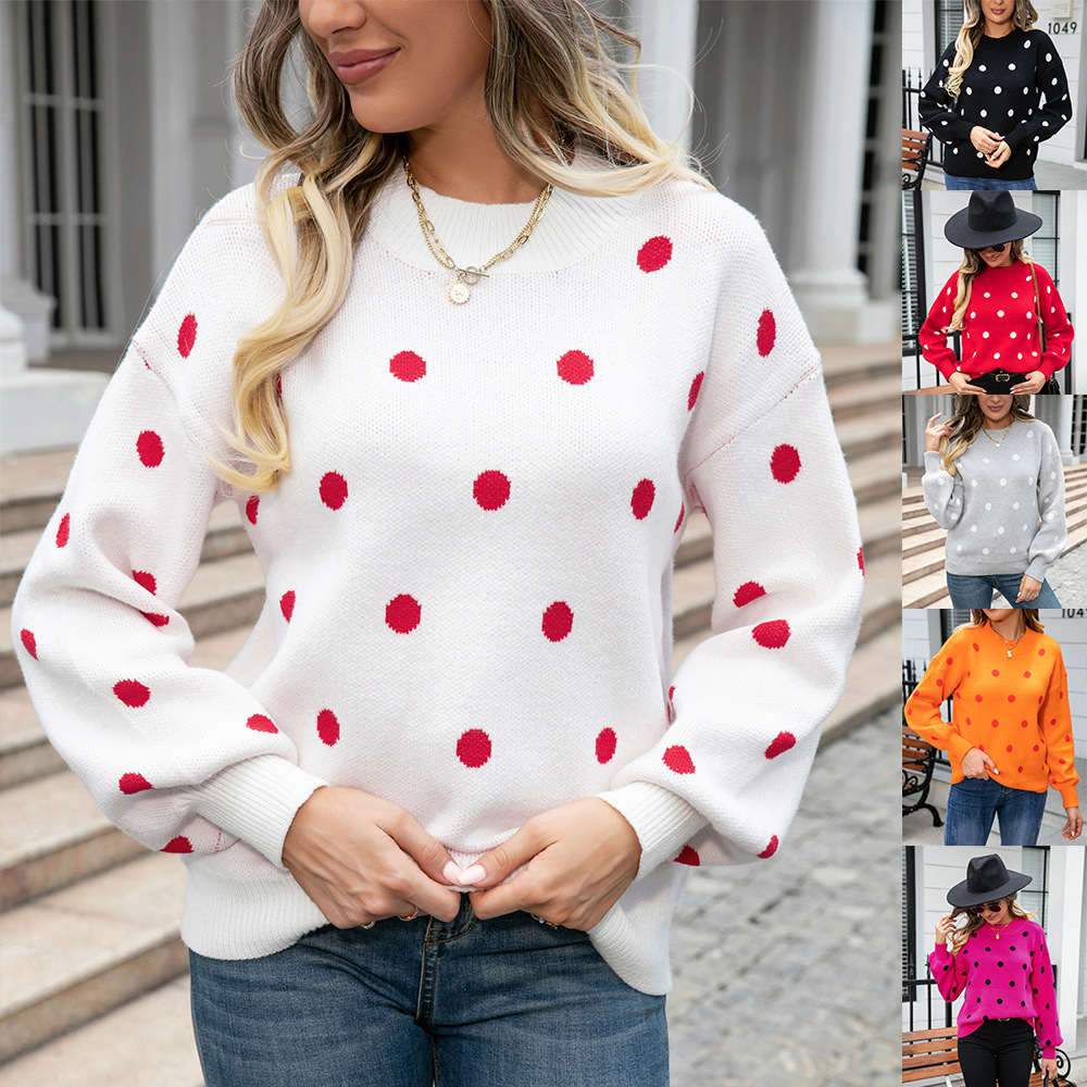 Suéter de punto con lunares de talla grande, novedad de primavera 2026, moda de comercio exterior europeo y americano, superventas transfronterizo en Amazon image 1