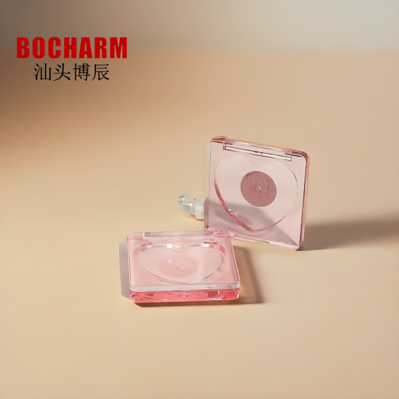 博辰厂家方形腮红盒子爱心内格眼影盘胭脂粉盒单色腮红眼影空壳