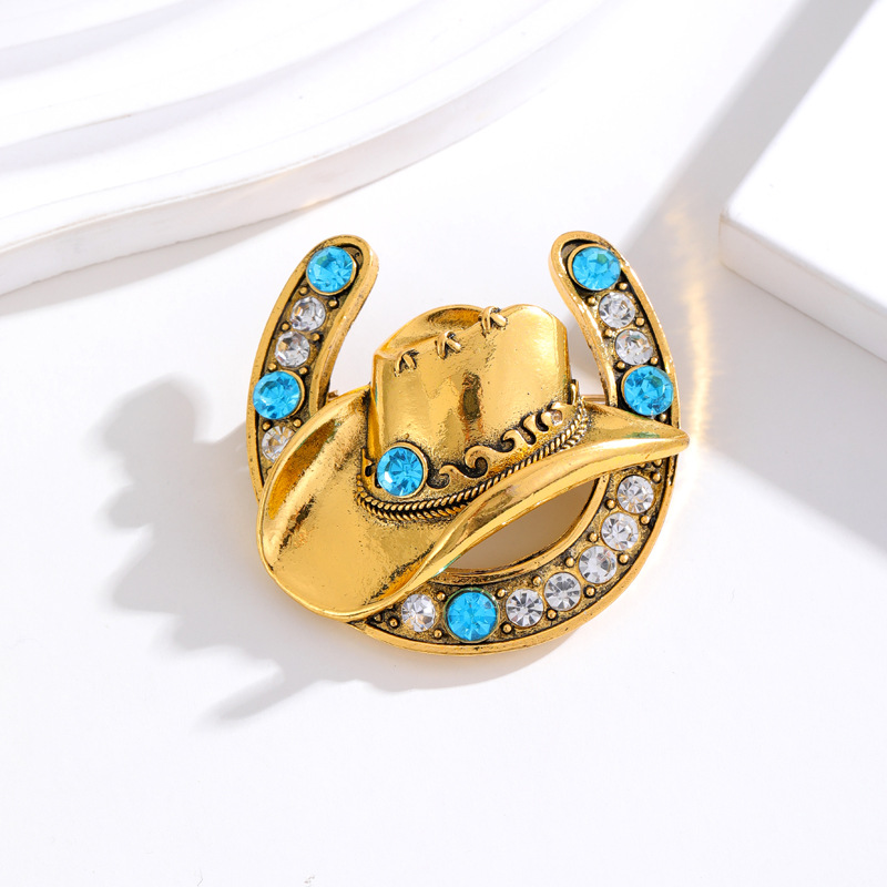 Ethnic Style Hat Alloy Plating Inlay Rhinestones Unisex Brooches display picture 4
