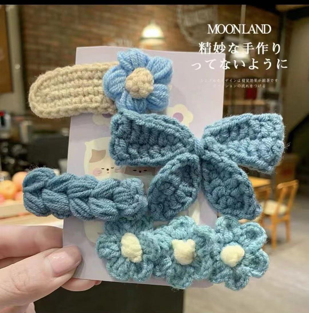 ヘアピン飾りクリップ韓国日韓かわいいニット毛糸bbクリップセット前髪クリップ