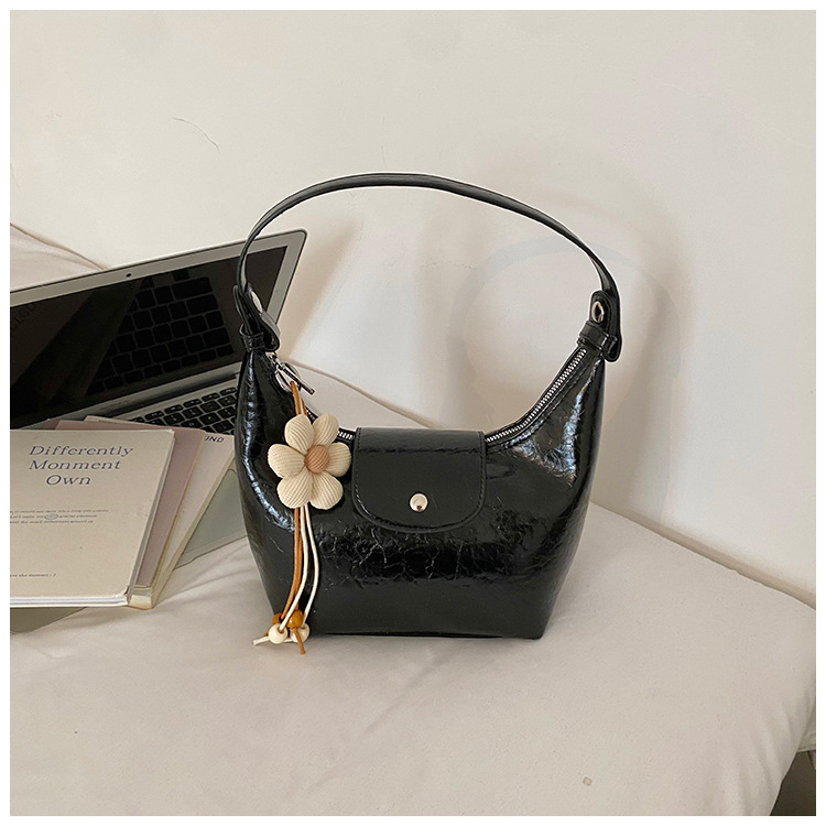 Luxury Oil Wax Leather Underarm Bag For Women - New Fashion Crescent Shoulder & Crossbody Bag - Thumbnail 6