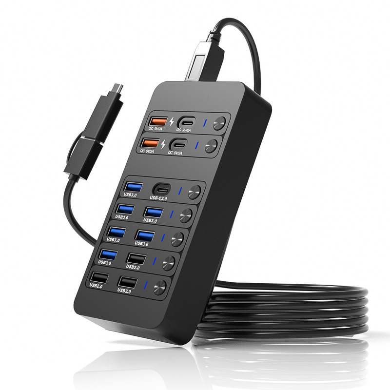 Multi-Port USB Hub 14-in-1 Data Hub Splitter Suitable for Mobile Phones Tablets Notebooks