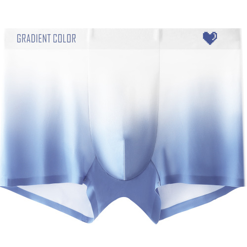 Wholesale men's underwear ice silk thin summer antibacterial breathable mid-waist four-corner solid color gradient underwear for young men