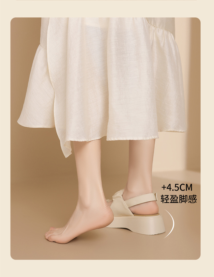 Sandal đế dày xếp ly nữ phong cách La Mã hở ngón đi biển — JF207P màu be chi tiết 8